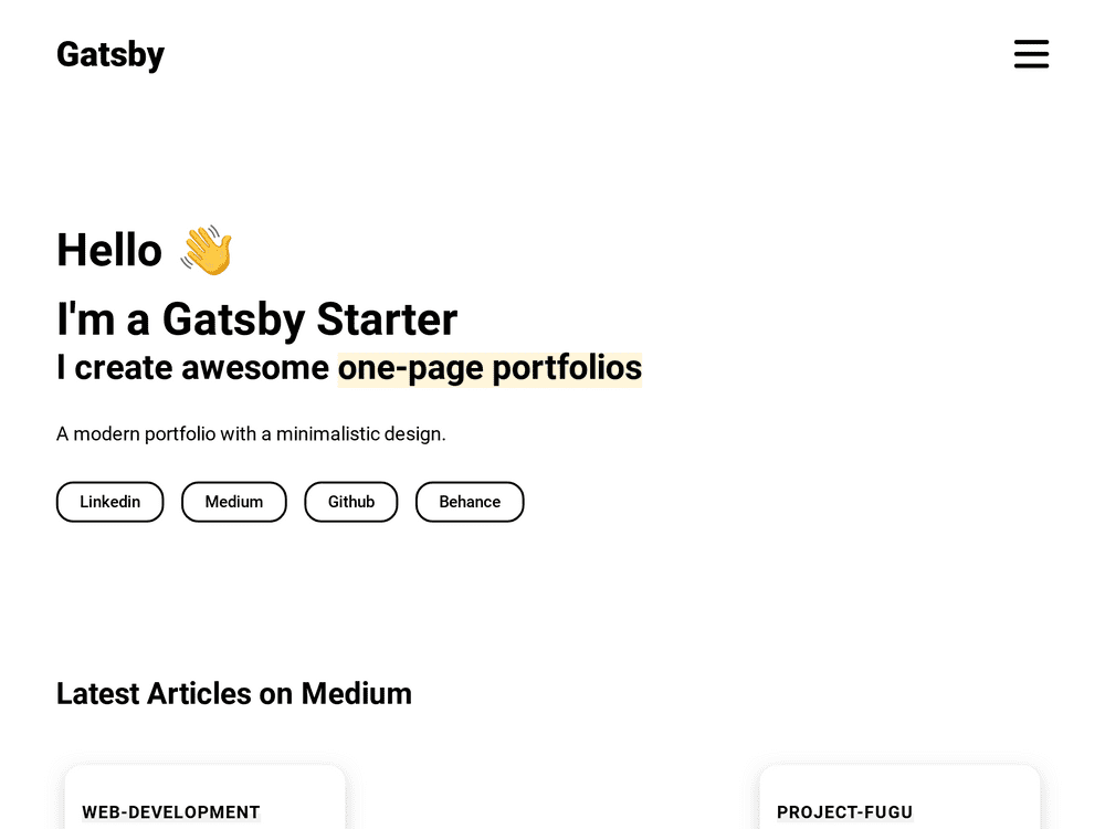 Screenshot of gatsby-starter-portfolio-minimal