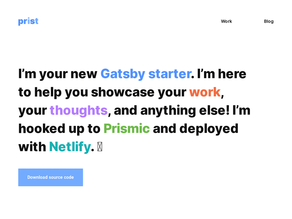 Screenshot of gatsby-prismic-starter-prist
