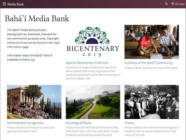 Screenshot of Bahai Media Bank