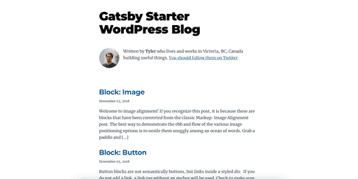 Screenshot of gatsbyjs/gatsby-starter-wordpress-blog