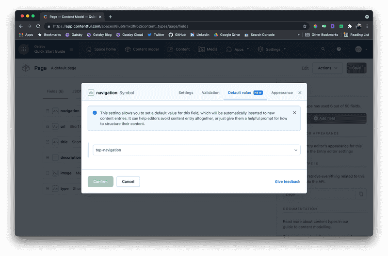 Navigation Field Default Value