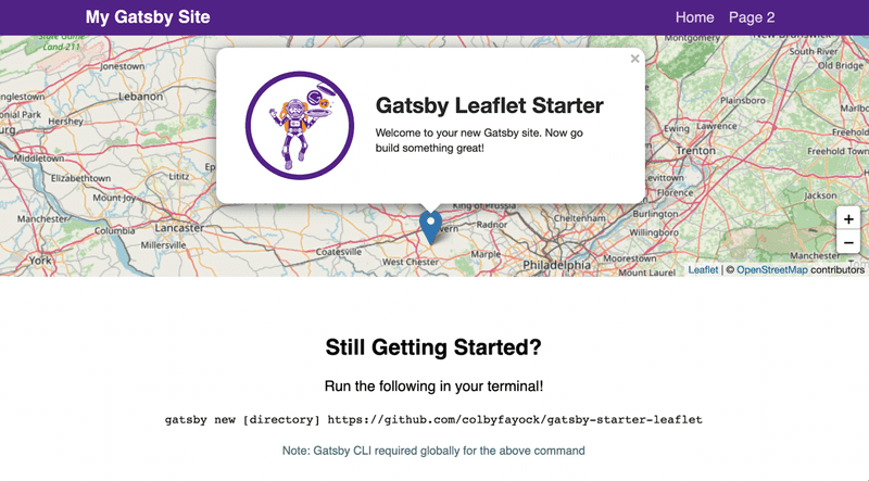 Gatsby Starter Leaflet starting page