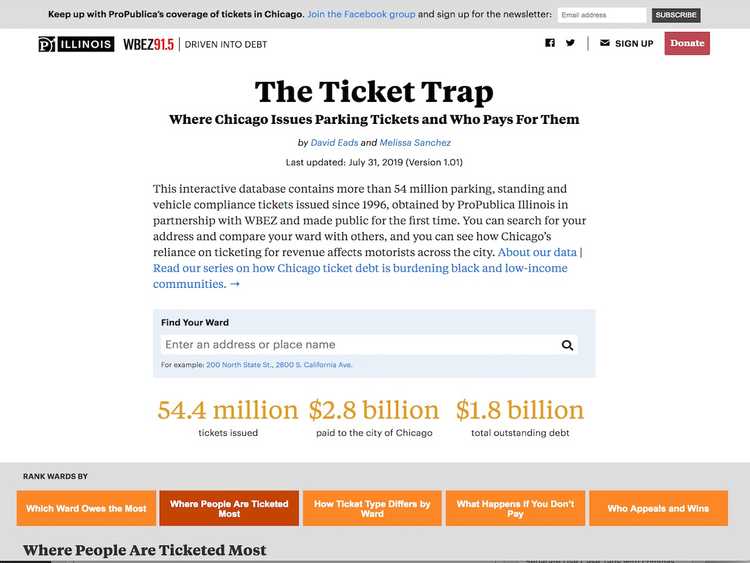 Screenshot of The Ticket Trap (ProPublica)
