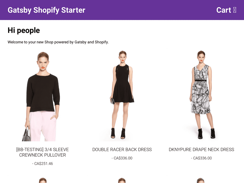 Screenshot of gatsby-shopify-starter