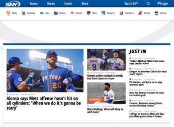 Screenshot of SNY (Sports New York)