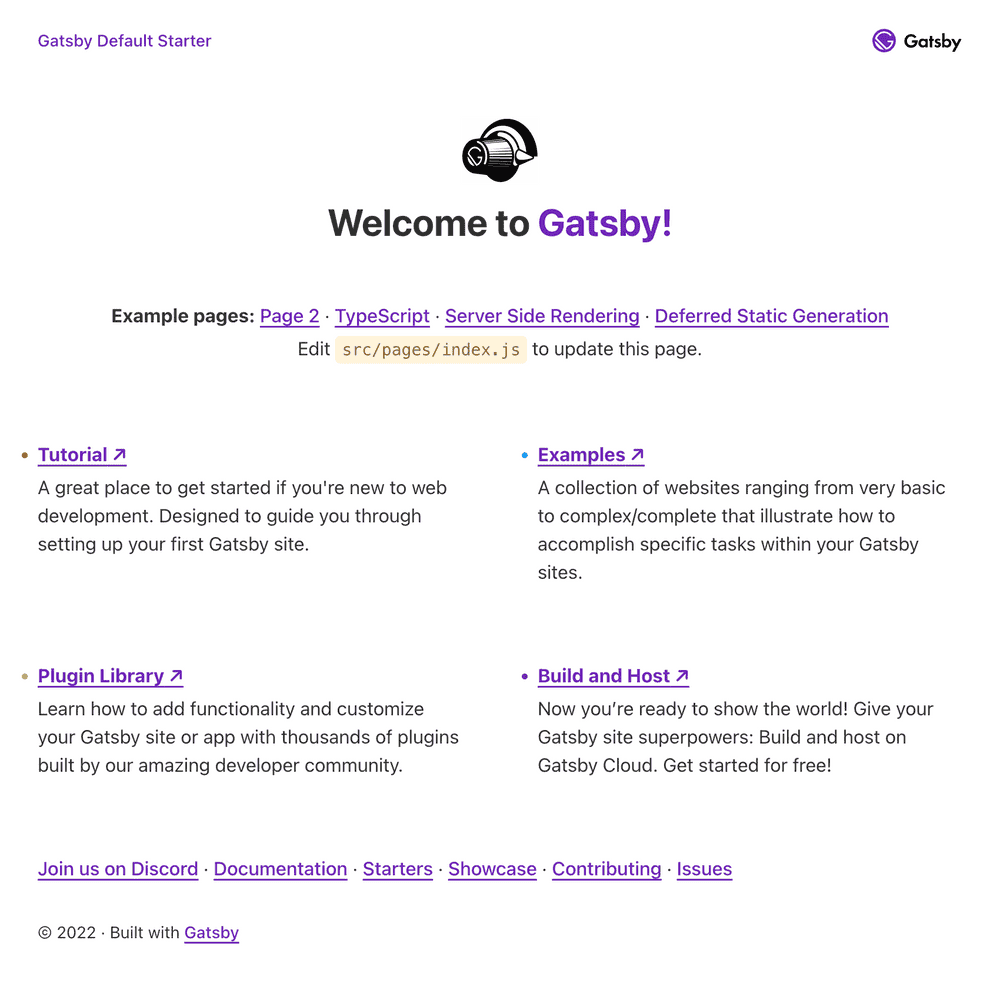 Screenshot of gatsby-starter-default