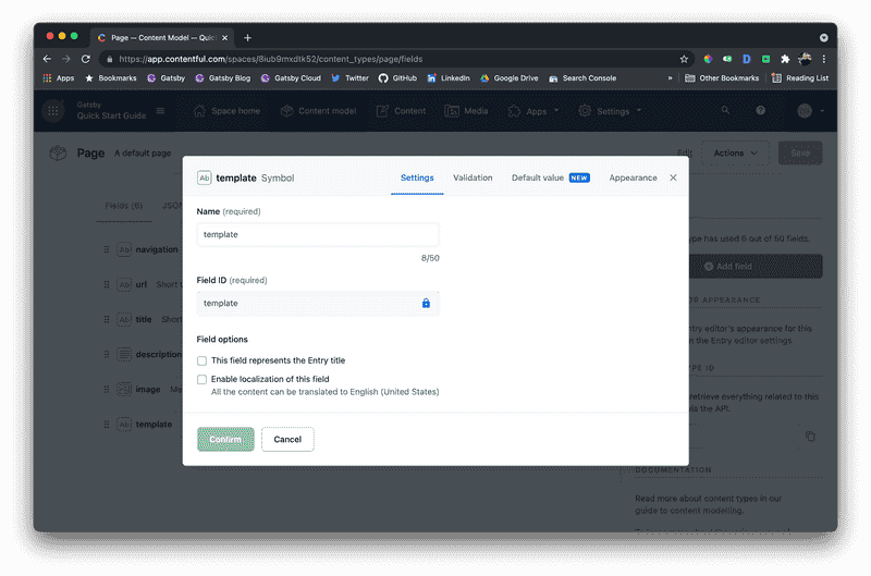 Template Field Settings