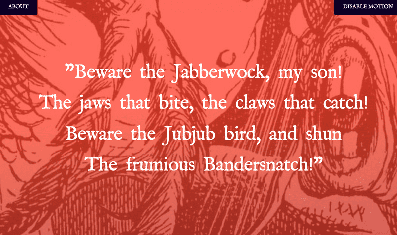web page depicting text from Jabberwocky