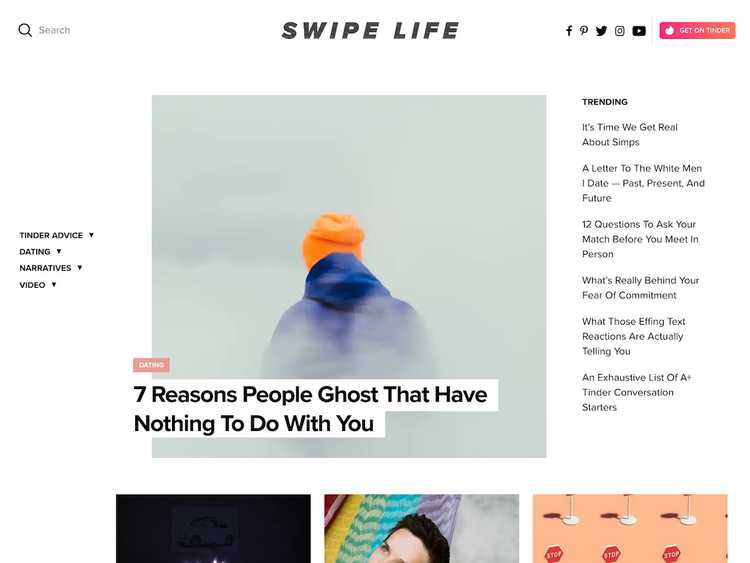 Screenshot of Tinder Swipe Life Blog