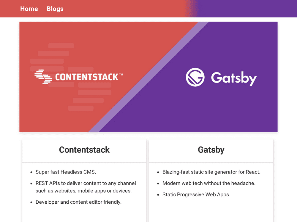 Screenshot of gatsby-starter-contentstack